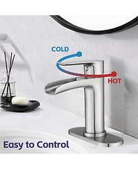 Phying Waterfall Bathroom Faucet Single Handle Bathroom Sink Faucets 1 or 3 Hole Solid Vanity Faucet with Deck Plate
