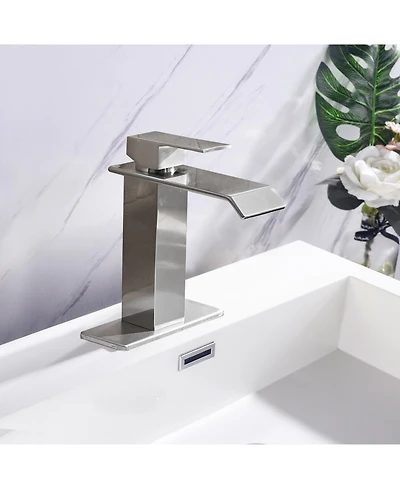 Phying Waterfall Spout Bathroom Faucet,Single Handle Bathroom Vanity Sink Faucet