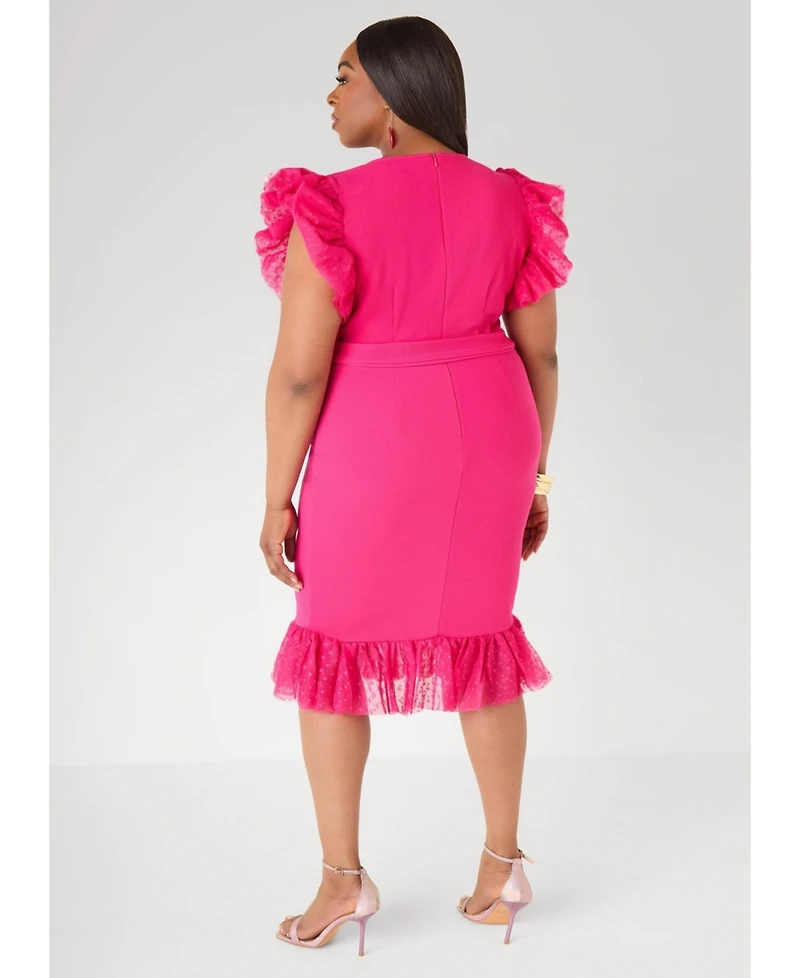 Ashley Stewart Women's Tiered Tulle Sheath Dress