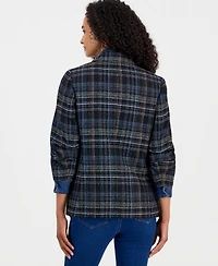 Anne Klein Women's Plaid Faux-Double-Breasted Blazer
