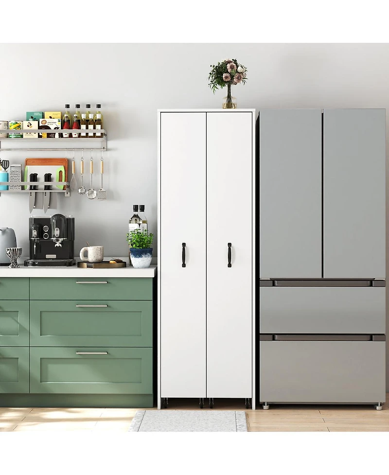 Streamdale Furniture 4-Tier Sliding Door Bookcase with Hidden Storage and Wheels