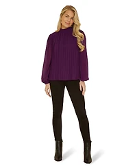 Yumi Women's Pleated Long Sleeve Top