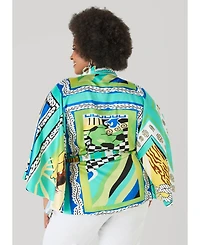 Ashley Stewart Women's Belted Printed Satin Duster