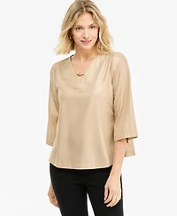Jm Collection Women's Flutter-Sleeve Metallic-Threaded Top, Macy's Exclusive