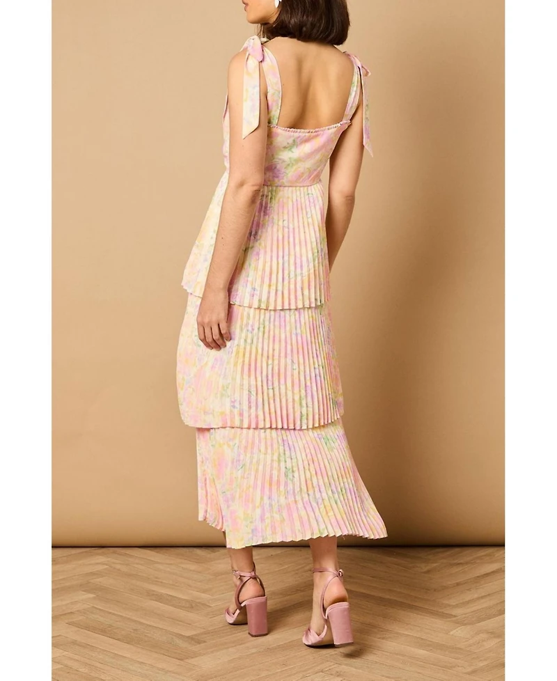 Oasis Women's Pleated Tie Shoulder Midi Dress