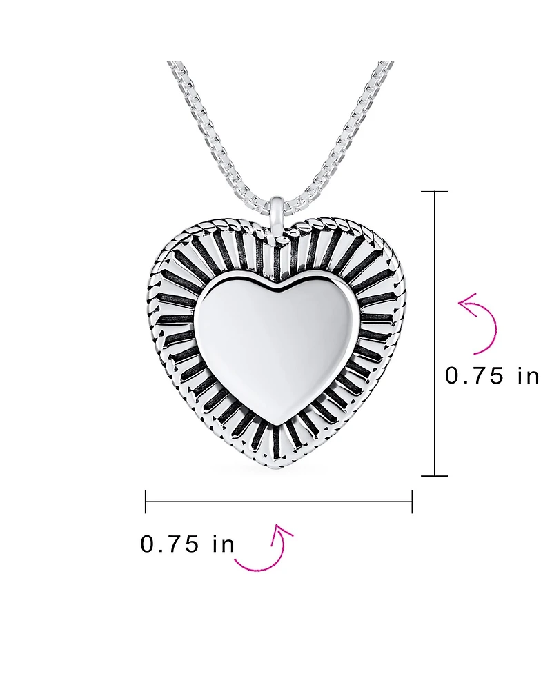 Bling Jewelry Romantic Double Hearts Pendant Necklace Framed Shape Oxidized .925 Sterling Silver Gift