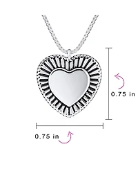 Bling Jewelry Romantic Double Hearts Pendant Necklace Framed Shape Oxidized .925 Sterling Silver Gift