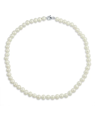 Bling Jewelry Simple Classic Freshwater Cultured Pearl Strand Necklace 7MM Hand Knotted Sterling Silver Clasp