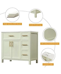 Phying 36 Inch Bathroom Vanity with Sink Top Solid Wood Bathroom Vanity Cabinet Modern Storage Bathroom Furniture for Home Bathroom