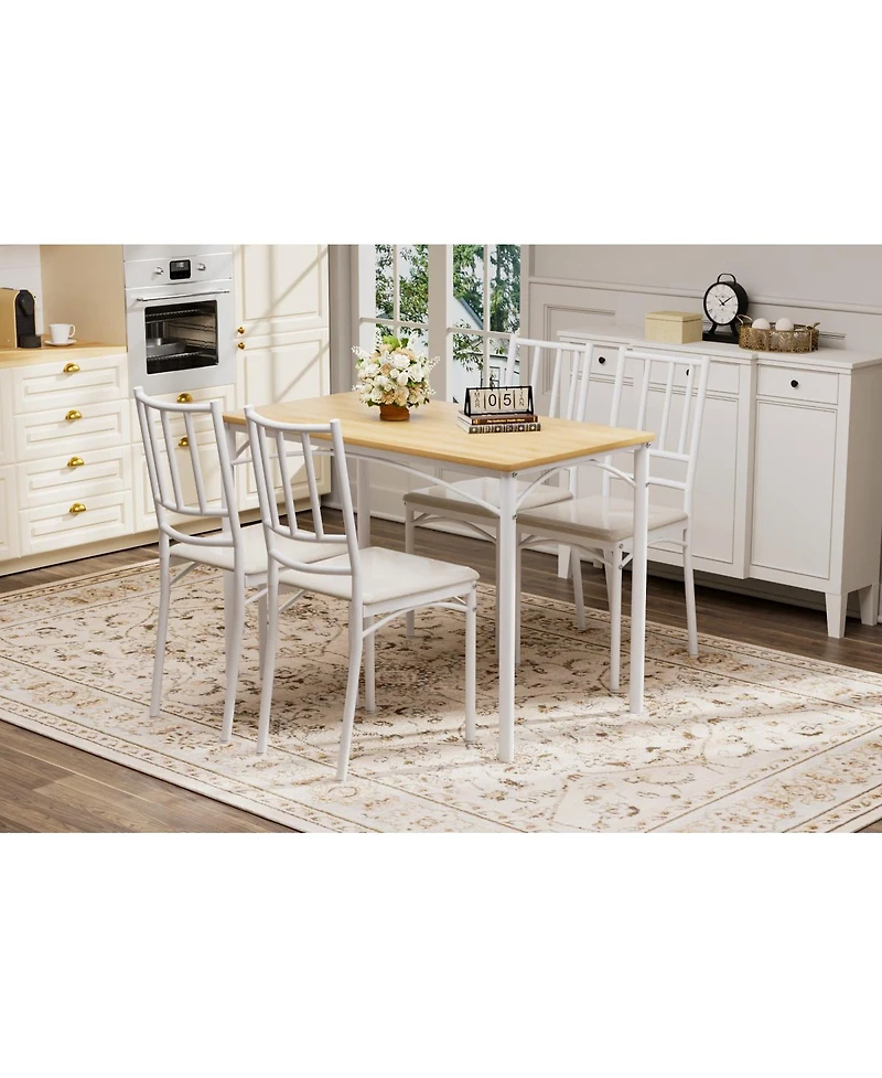 Streamdale Furniture Industrial Dining Table Set with 4 Benches, 43.3 inch