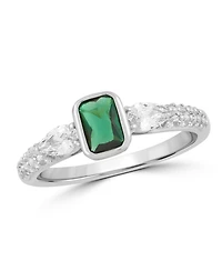 Simona Radiant Bezel-Set Rectangle, Pearshaped Cz Ring