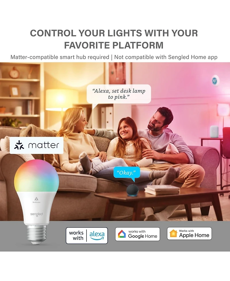 Sengled Led Smart Light Bulb (A19), Matter-Enabled
