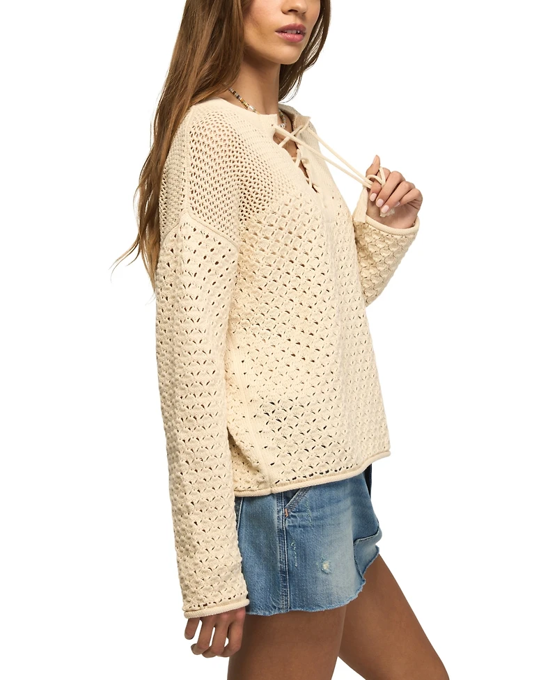 Lucky Brand Women's Lace-Up Long-Sleeve Sweater