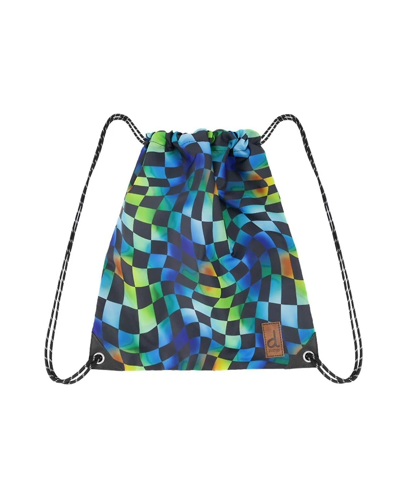 Deux par Deux Little Boy Checkered Durable Lightweight Sporty Drawstring Bag