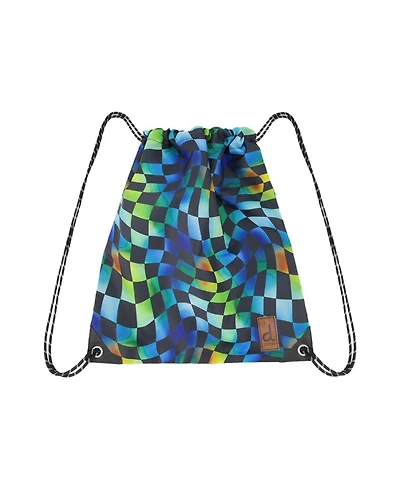 Deux par Deux Little Boy Checkered Durable Lightweight Sporty Drawstring Bag