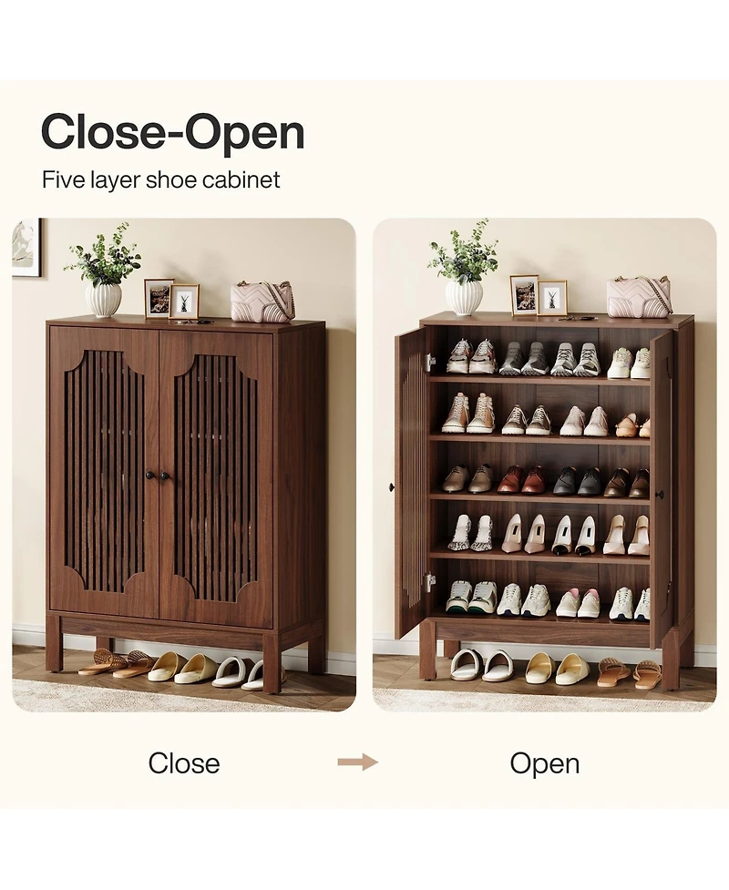 Slickblue Modern Shoe Cabinet with Adjustable Shelves for Entryway