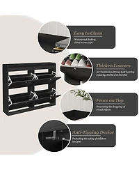 homfan Entryway Shoe Storage Cabinet with 4 Front Panels, Louvered Style Design and Top Shelf, Space-Saving Shoe Organizer for Hallway, Foyer, Bedroom