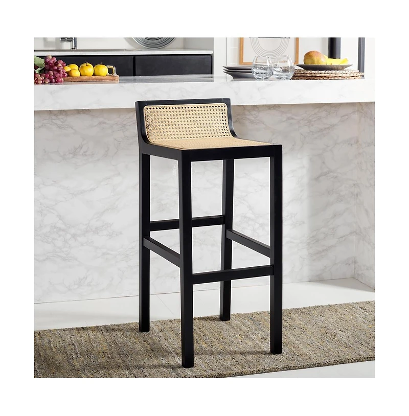Safavieh Saito Low Back Cane Bar Stool