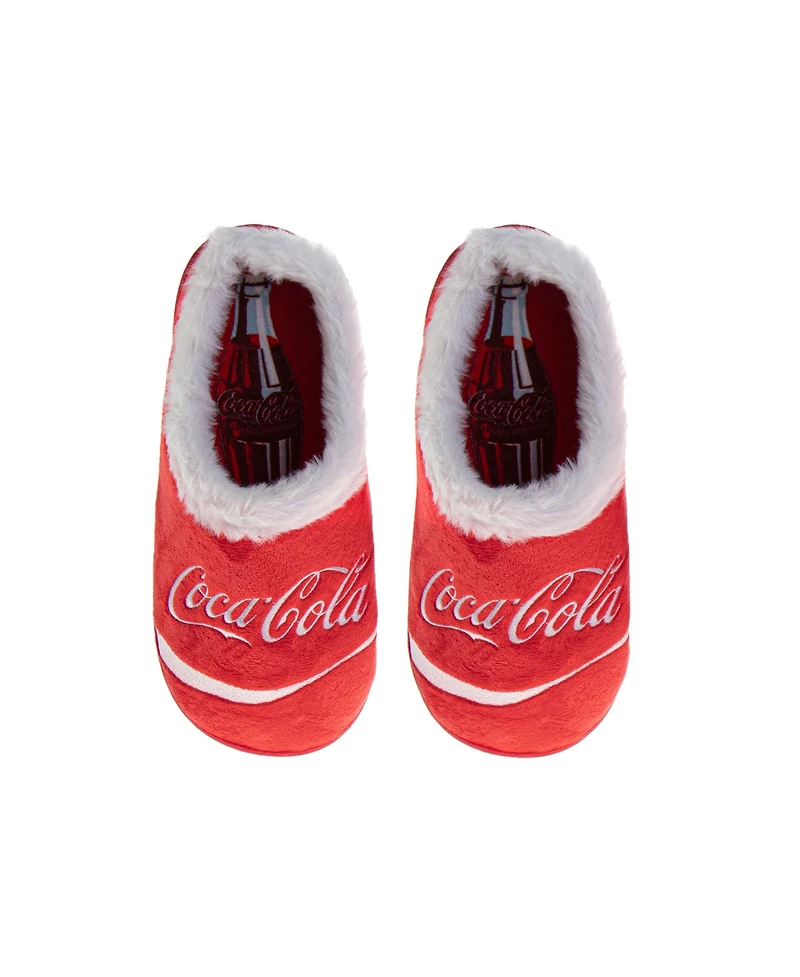 Coca-Cola Men's Coca Cola Classic Script Casual Slippers for Cozy SoftLined Warm Indoor Comfort Shoes