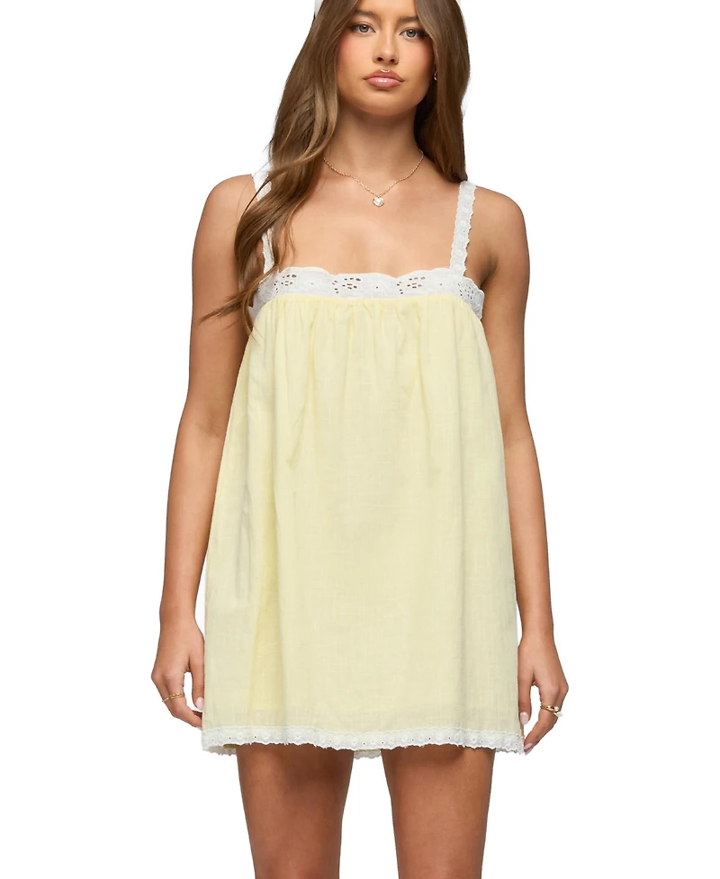 Edikted Women's Hipla Contrast Lacey Cotton Dress