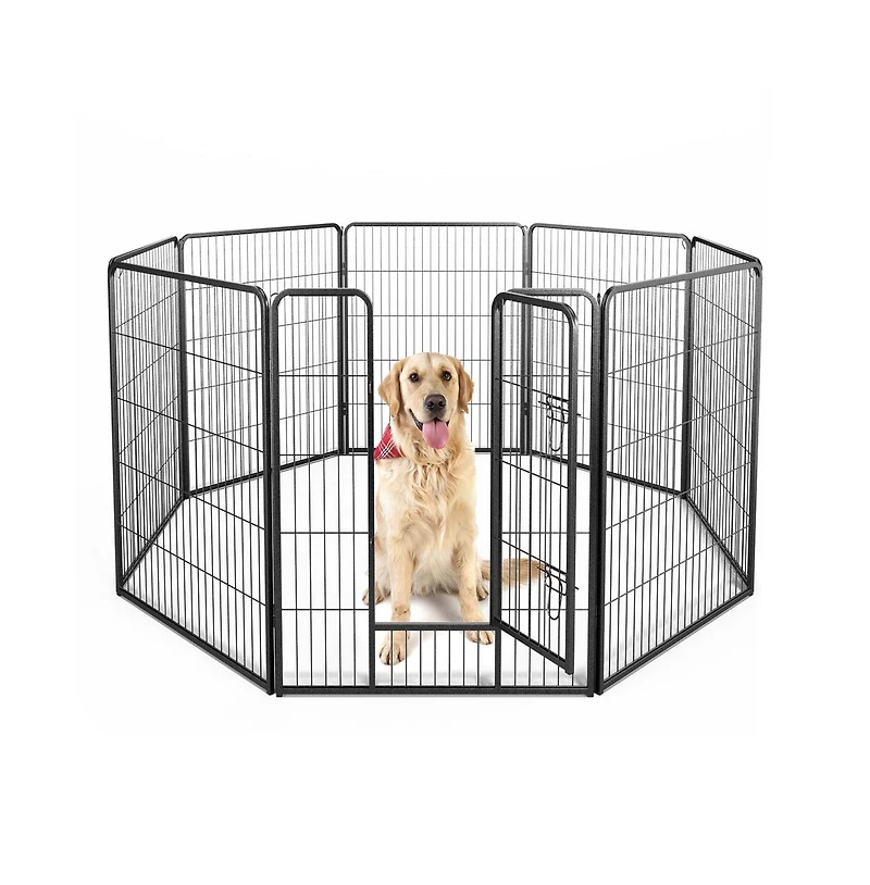 Ruie 8 Panel Adjustable Metal Pet Playpen Fence for Indoor and Outdoor Use
