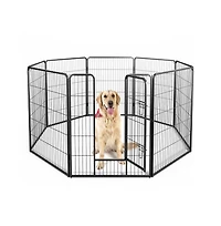 Ruie 8 Panel Adjustable Metal Pet Playpen Fence for Indoor and Outdoor Use