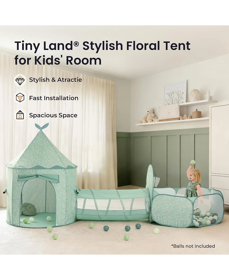 Tiny Land Adventure 3-in-1 Play Tunnel with Ball Pit (no Balls) & Play Tent, Pop Up Crawl Tunnel for Kids, Indoor & Outdoor Baby Play Tunnel