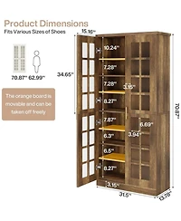 Slickblue Modern Shoe Cabinet with 8 Tier Adjustable Storage Shelves