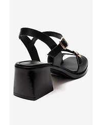 Forever & Always Shoes Women's Yolen Leather Block Heel Sandal