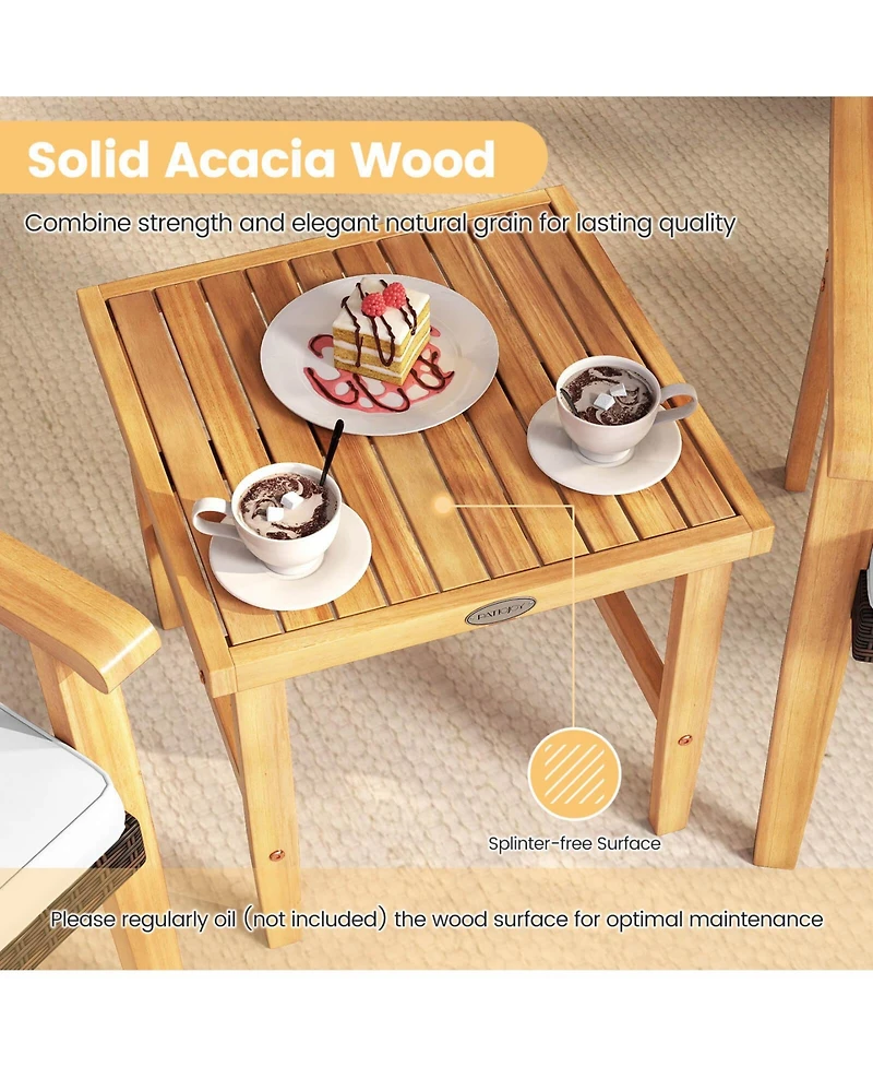 Costway 3 Pieces Patio Pe Wicker Furniture Set with Coffee Table and Cushions for Front Porch