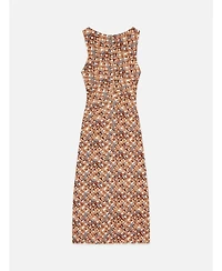 Scotch & Soda Women's and Dresses Printed Textured Midi Dress, Tiles Flower Doeskin, Large