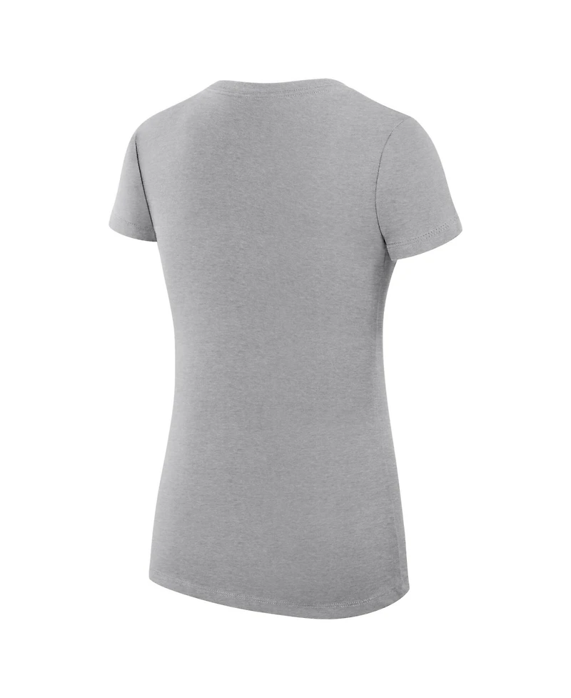 G-iii 4Her by Carl Banks Women's Heather Gray New York Knicks Super-Slim Fit Lightweight Team Logo V-Neck T-Shirt