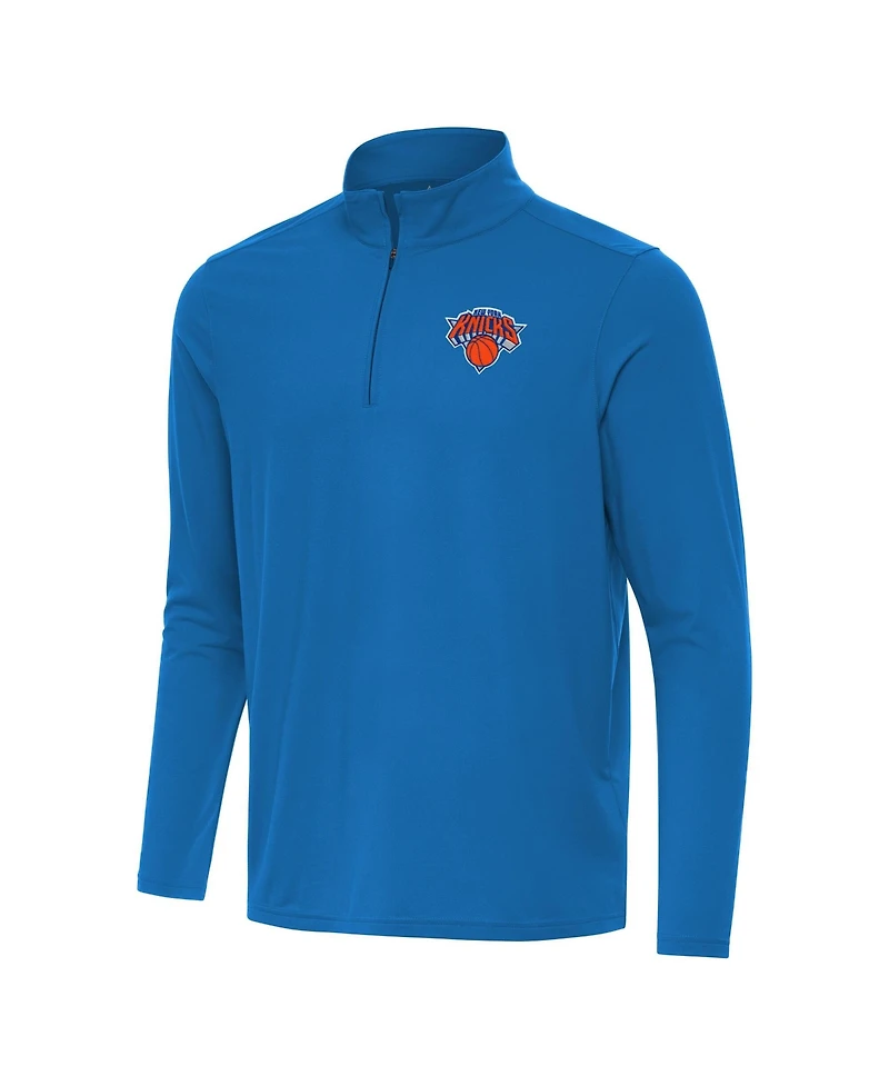 Antigua Men's Blue New York Knicks Intent Quarter-Zip Sweatshirt