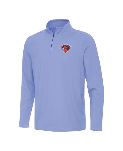Antigua Men's Royal New York Knicks Twine Quarter-Zip Sweatshirt