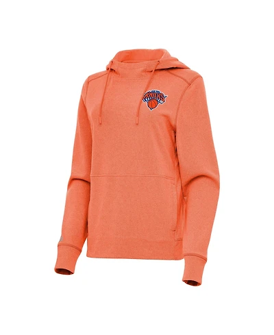 Antigua Women's Heather Orange New York Knicks Justice Pullover Hoodie