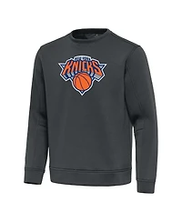 Antigua Men's Pewter New York Knicks Relevant Pullover Sweatshirt