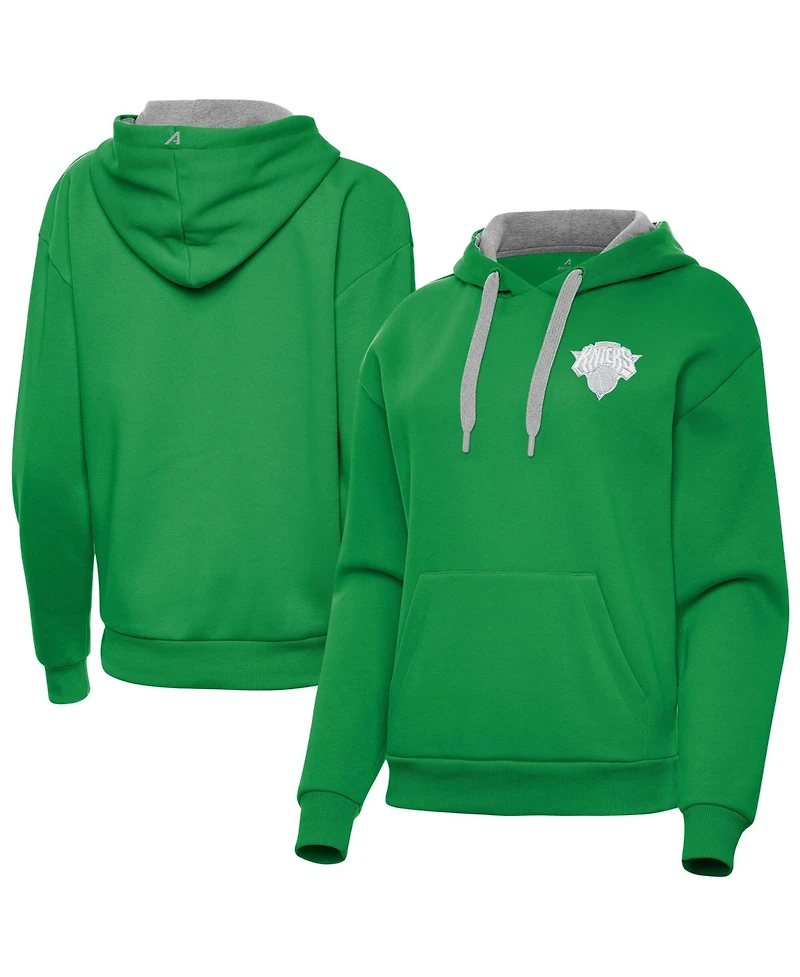 Antigua Women's Kelly Green New York Knicks St. Patrick's Day Victory Pullover Hoodie