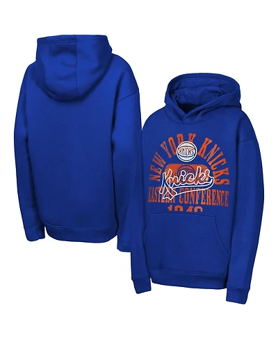 Outerstuff Big Boys and Girls Blue New York Knicks Sweep Hoodie