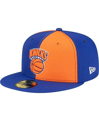 New Era Men's Orange/Blue New York Knicks 80s Throwback Pinwheel 59FIFTY Fitted Hat