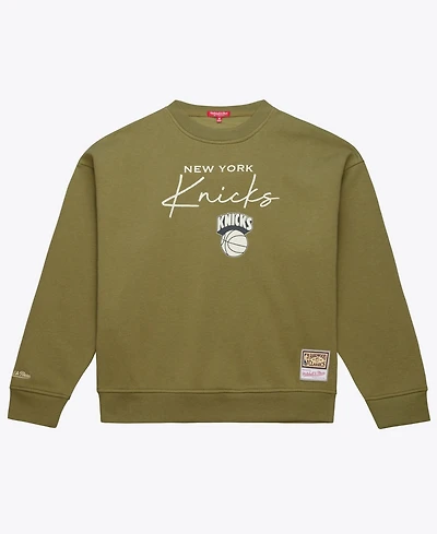 Mitchell & Ness Women's Olive New York Knicks Lightweight Script Sweatshirt