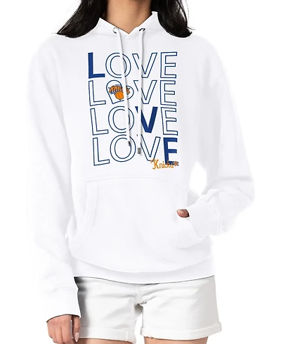 G-iii 4Her by Carl Banks Women's White New York Knicks Basketball Love Fleece Pullover Hoodie