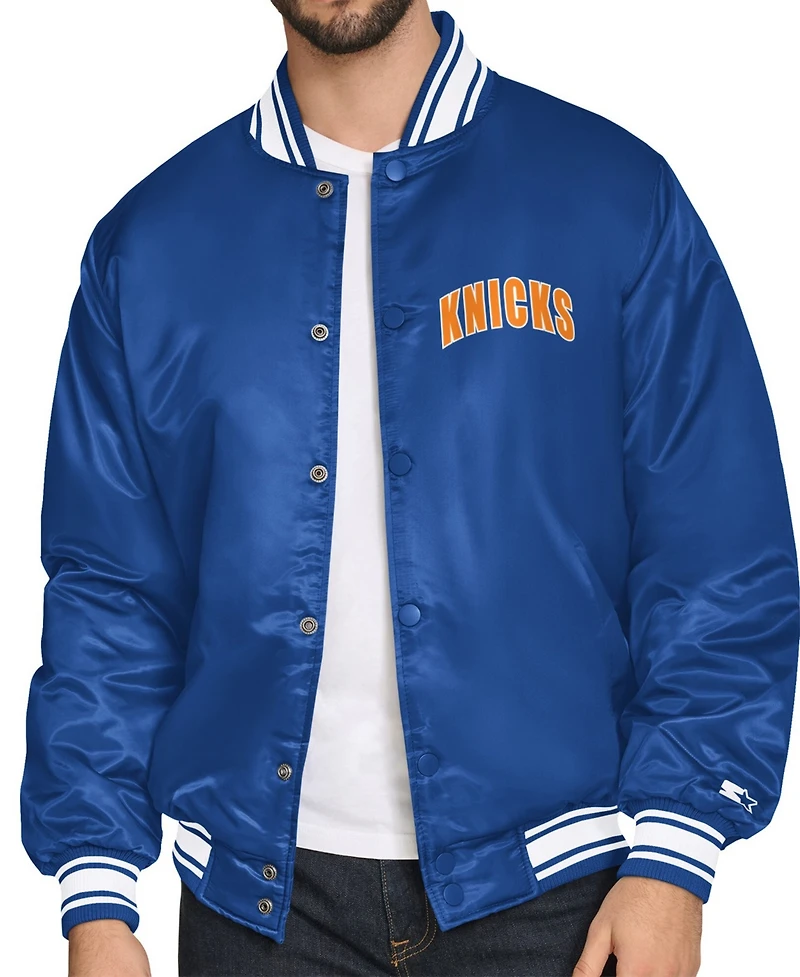 Starter Men's Blue New York Knicks Logo Varsity Full-Snap Jacket