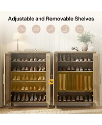 Slickblue 5 Tier Shoe Cabinet with Doors for Tall Entryway Storage