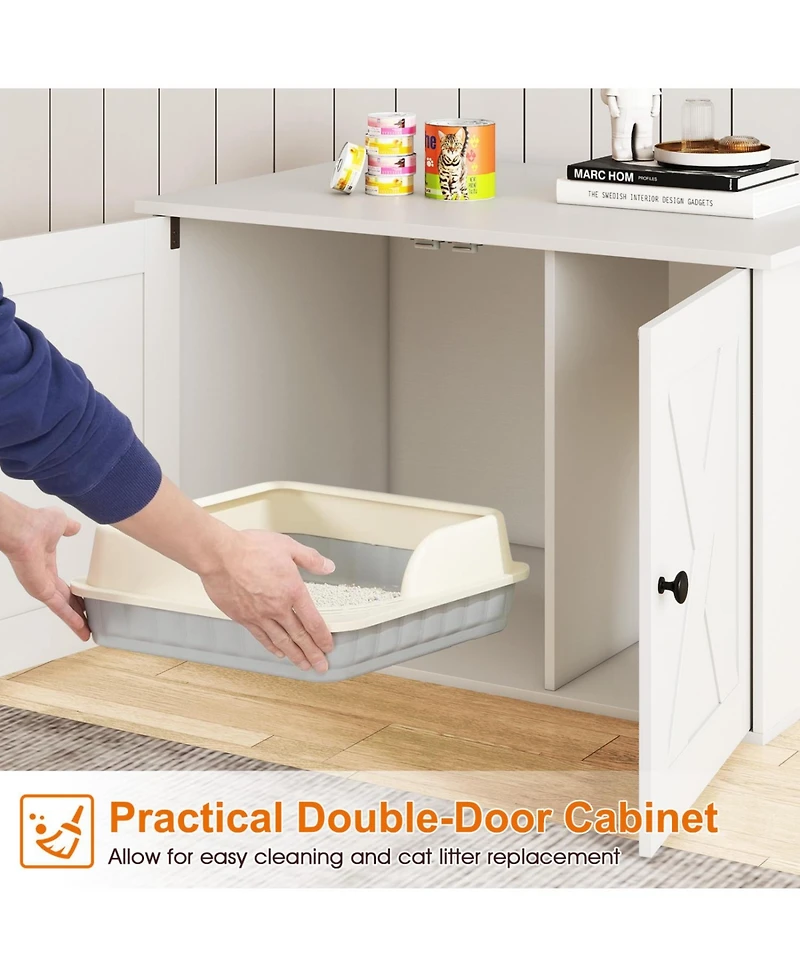 Cozito Hidden Cat Litter Box Enclosure Furniture with Divider