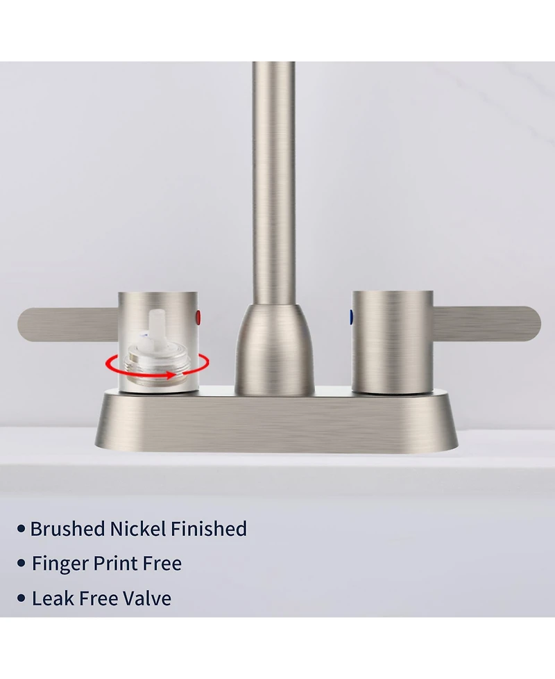 Phying 2 Handles Bathroom Sink Faucet, Brushed Nickel Centerset Rv Bathroom Faucets for 3 Hole
