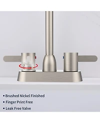 Phying 2 Handles Bathroom Sink Faucet, Brushed Nickel Centerset Rv Bathroom Faucets for 3 Hole