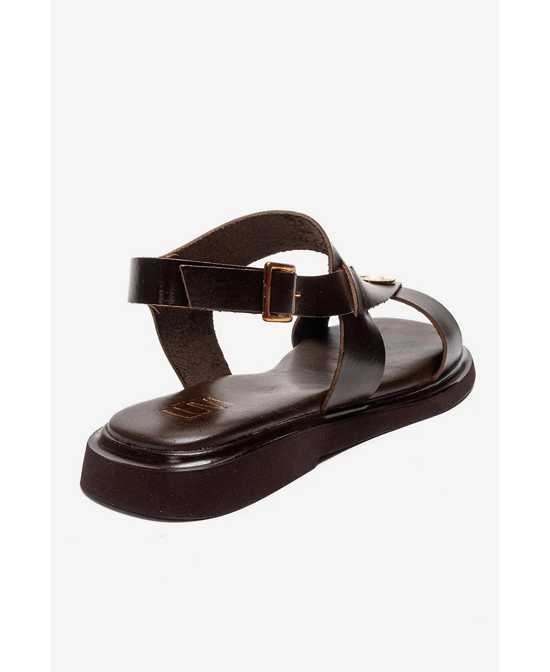 Forever & Always Shoes Women's Quella Leather Buckle Sandal