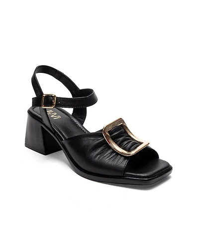 Forever & Always Shoes Women's Asha Leather Block Heel Sandal
