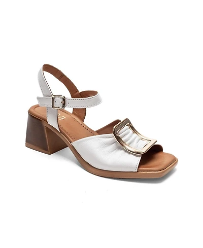 Forever & Always Shoes Women's Asha Leather Block Heel Sandal