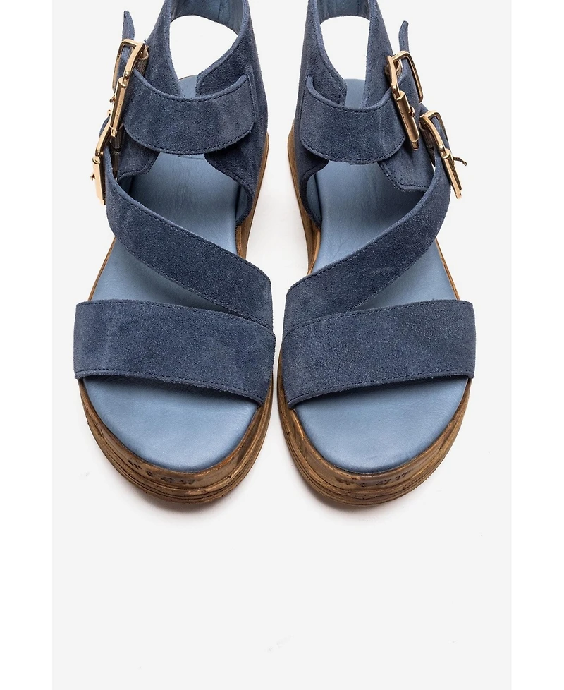 Forever & Always Shoes Women's Lorentis Leather Double Buckle Sandal